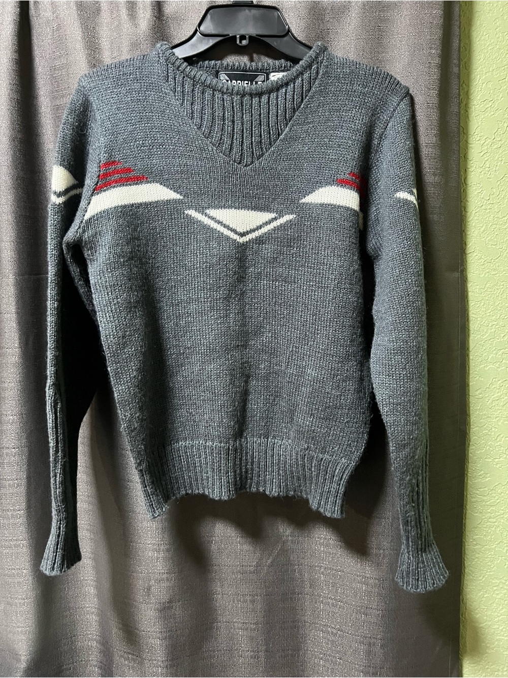Vtg 90’s Gabrielle New York Black GEOMETRIC Knit Winter Sweater Korea Made